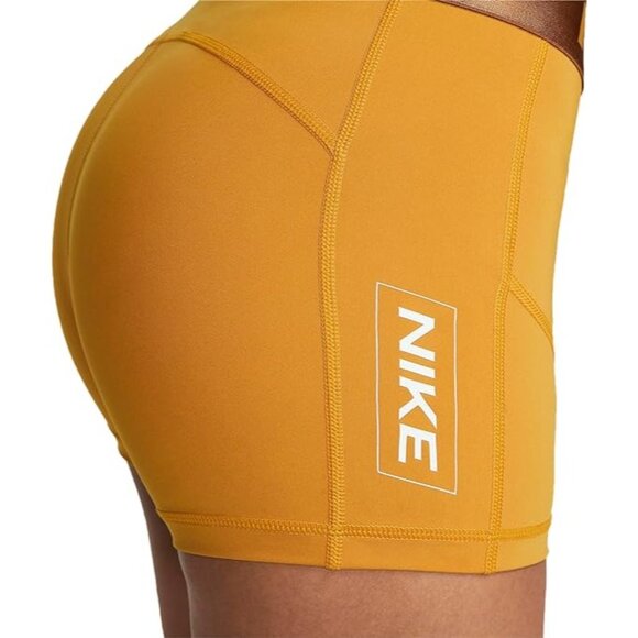 Nike Pro Women's Training Shorts DQ5599-727 Gold Suede Ale Brown Size XS X-Small - Picture 6 of 7